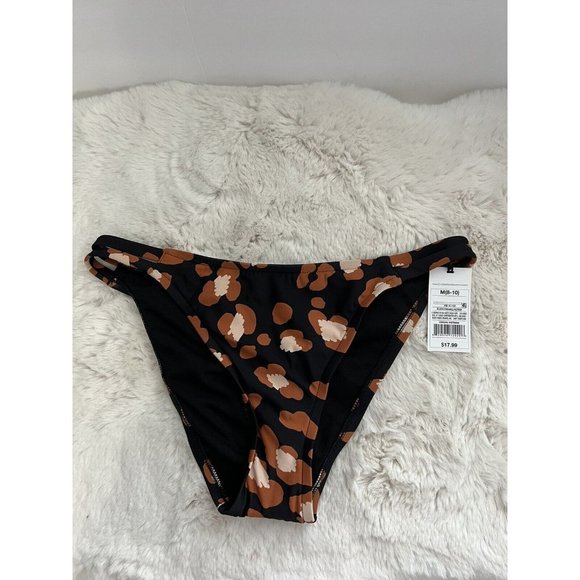 Shade & Shore Women's Size medium Black Brown Printed Bikini Bottoms New - Picture 1 of 9